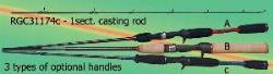 Fast taper Osprey casting rods from 6 to 7ft. Casting rods fitted with Trigger grip handle
